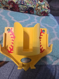 4-in-1 Softball Dugout Fence Organizer – Bat, Helmet, Glove & Drink Holder | Yellow & Red