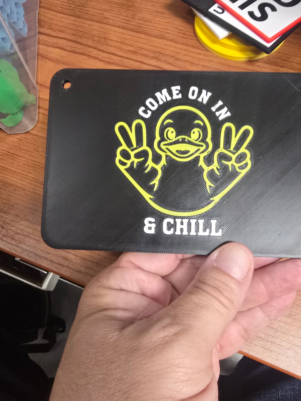 Come On In & Chill / Fuck Off – Double-Sided 3D Printed Duck Sign | 5x7 Inch