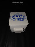 ☣️ Radioactive Fusion Mini Blizzard – Custom 3D Printed NeeDoh Squishy Locking Case | Holographic White & Blue