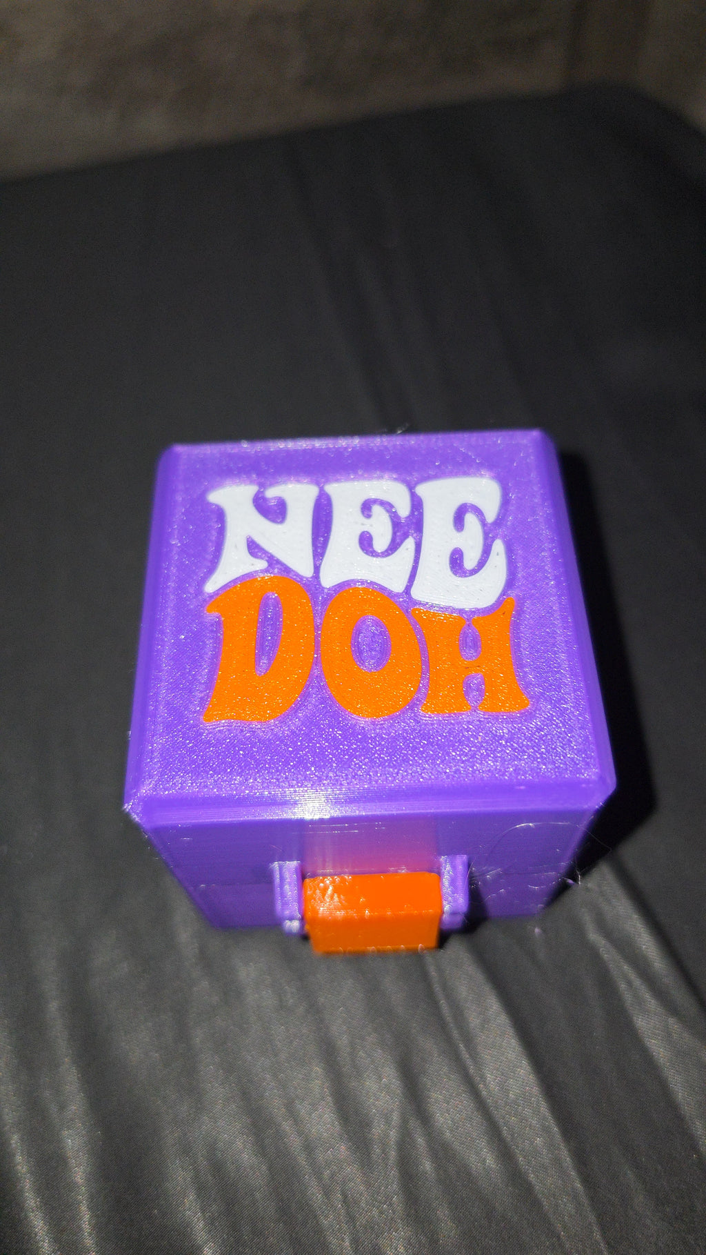 ☣️ Radioactive Fusion NeeDoh Squishy Case – Purple PETG with Orange Latch